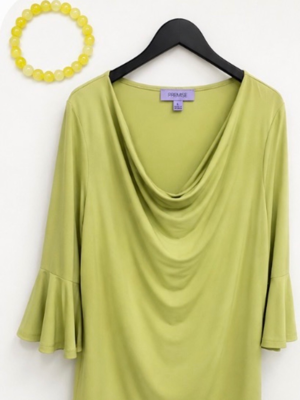 Premise Lime Green Cowl Neck Blouse – Women's Large